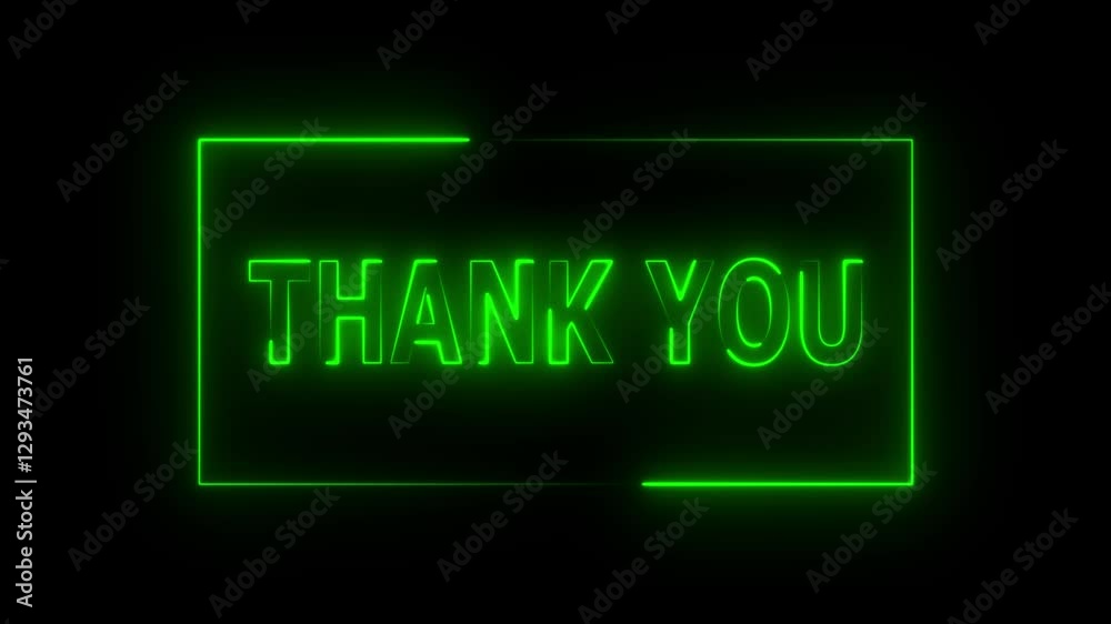 Animation of glowing neon Thank you text animation , thank you neon text . neon sign . Animation of glowing neon Thank you text animation , thank you neon text . neon sign .