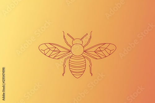 Minimalist bee design on warm honey toned gradient background for seasonal decor or branding photo