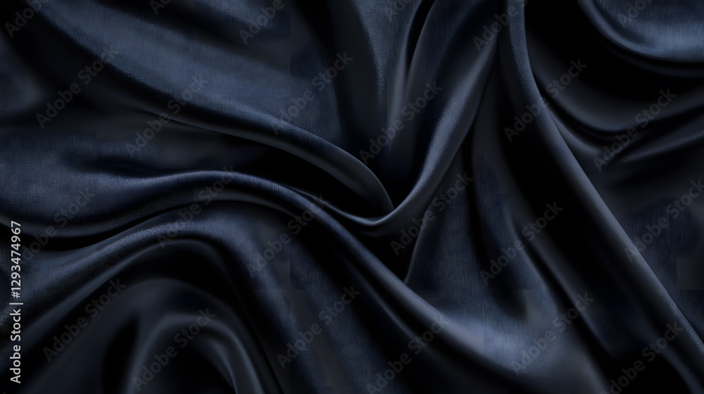 Elegant dark silk fabric with dramatic folds studio setting textile close-up soft lighting artistic concept for fashion