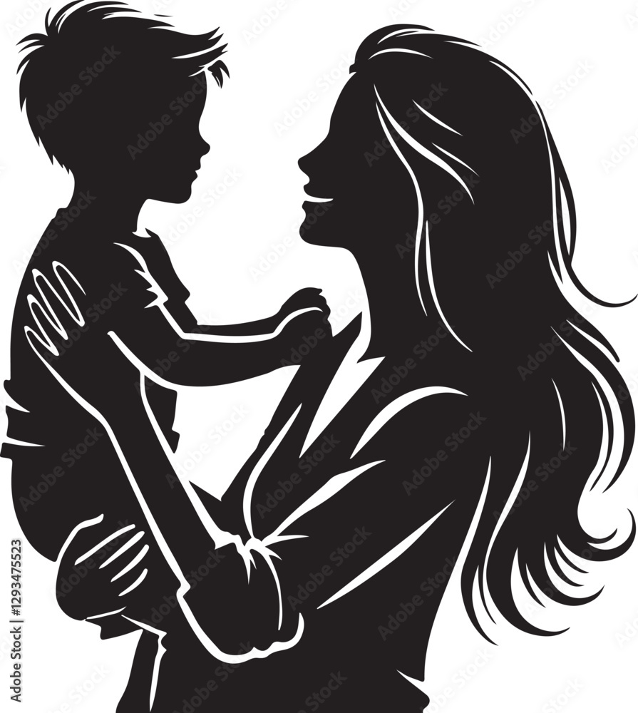 Mother & Child Silhouette Vector Art Set Mother & Child Silhouette Vector Art Set