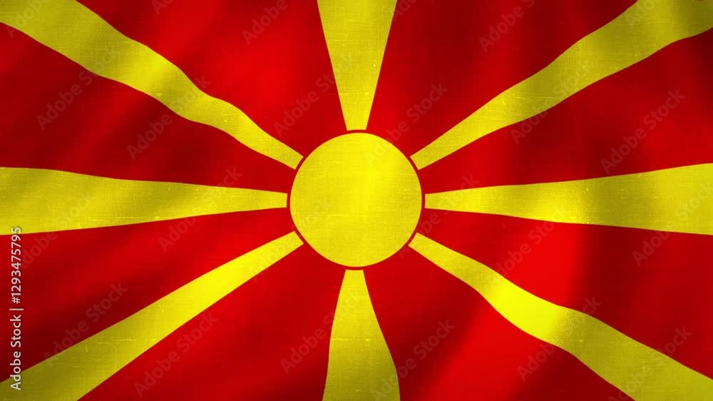 Macedonia flag animation moving smoothly with cloth pattern. 4K quality Macedonia flag animation moving smoothly with cloth pattern. 4K quality