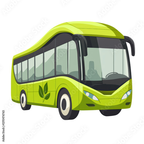 Green bus showcasing eco-friendly transportation design  cut out  photo