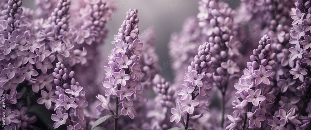 Monochrome Close Up of Lilac Flowers in Soft Focus Creating a Serene Spring Atmosphere Perfect for Background and Copy Space Monochrome Close Up of Lilac Flowers in Soft Focus Creating a Serene Spring Atmosphere Perfect for Background and Copy Space