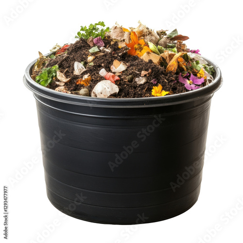 Obraz na płótnie Composting process using kitchen scraps and organic materials cut out 