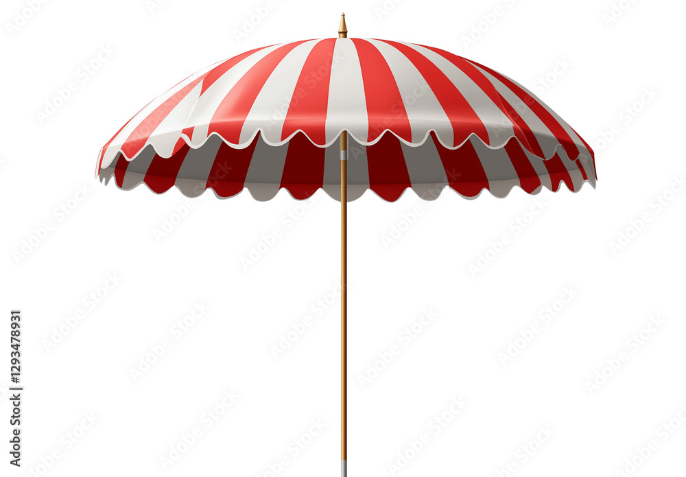 Red and white striped beach umbrella isolated on a transparent background, cutout PNG Red and white striped beach umbrella isolated on a transparent background, cutout PNG