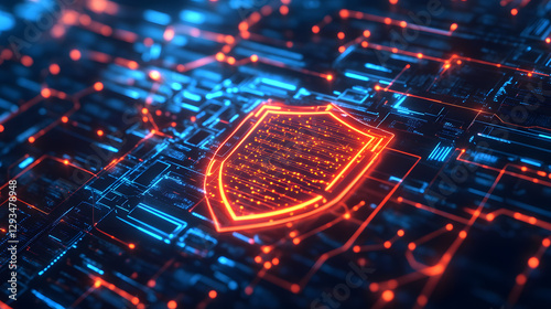 Futuristic cybersecurity network safeguarding oracle systems digital landscape graphic visualization high-tech environment