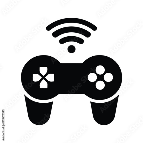 Playstation Stick Icon. Wireless game controller silhouette illustration. Console game controller icon.