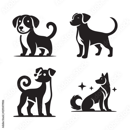 dog vector silhouette design isolated on white background