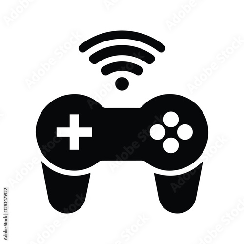 Playstation Stick Icon. Wireless game controller silhouette illustration. Console game controller icon.