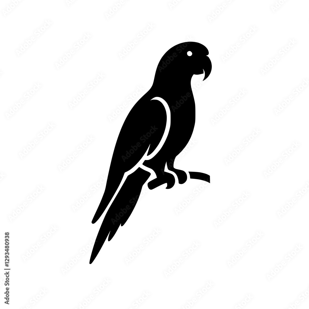 Parrot icon, bird symbol, pet design, black color Parrot icon, bird symbol, pet design, black color