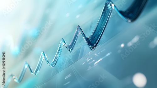 Dynamic financial growth curves in abstract glassy style modern business environment digital visualization economic insights