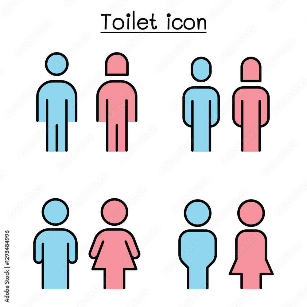 Toilet, Restroom sign in thin line style Toilet, Restroom sign in thin line style