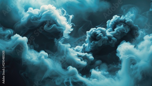 Swirling blue smoke patterns create an atmosphere of mystery and unpredictability, contrasting with clarity and evoking a sense of chaos.