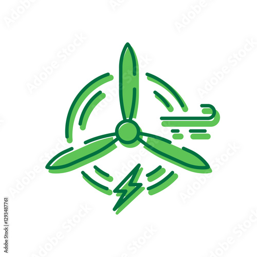 Eco Wind Turbine Green Energy Icon. Wind Mill Renewable Power Pictogram. Ecology Generation Energy Farm Icon. Ecological Windmill. Editable Stroke. Isolated Vector Illustration