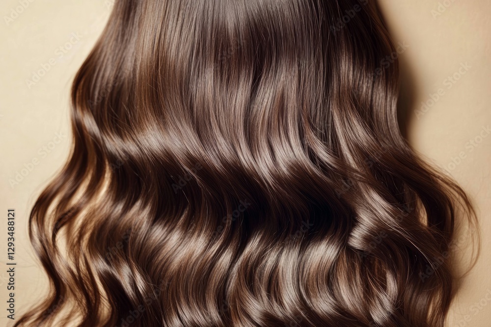 Luxurious brown hair with soft waves and glossy highlights. Neural network AI generated Luxurious brown hair with soft waves and glossy highlights. Neural network AI generated