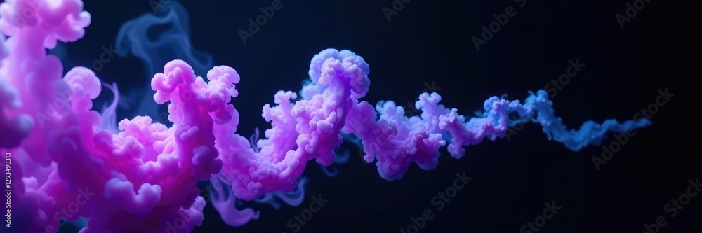 Obraz premium swirling clouds of purple smoke mix on black background, misty, turquoise