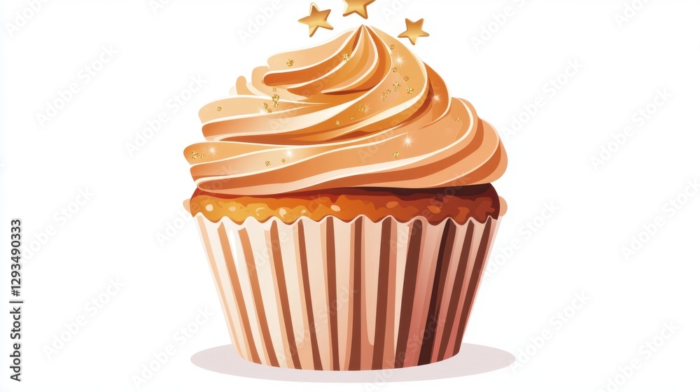Delicious and Festive Cupcake with Creamy Frosting and Decorative Stars, Perfect for Celebrations, Birthdays or Sweet Treats Any Time of the Year Delicious and Festive Cupcake with Creamy Frosting and Decorative Stars, Perfect for Celebrations, Birthdays or Sweet Treats Any Time of the Year