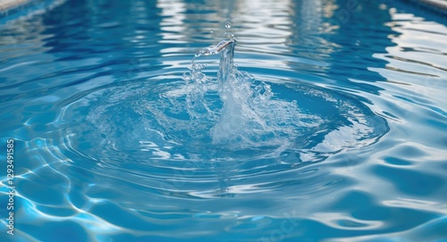 Rippling Clear Blue Water Surface in Swimming Pool with Splashes and Reflections Ideal for Relaxation and Refreshment Themes