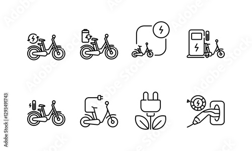 e-bicycle icon set