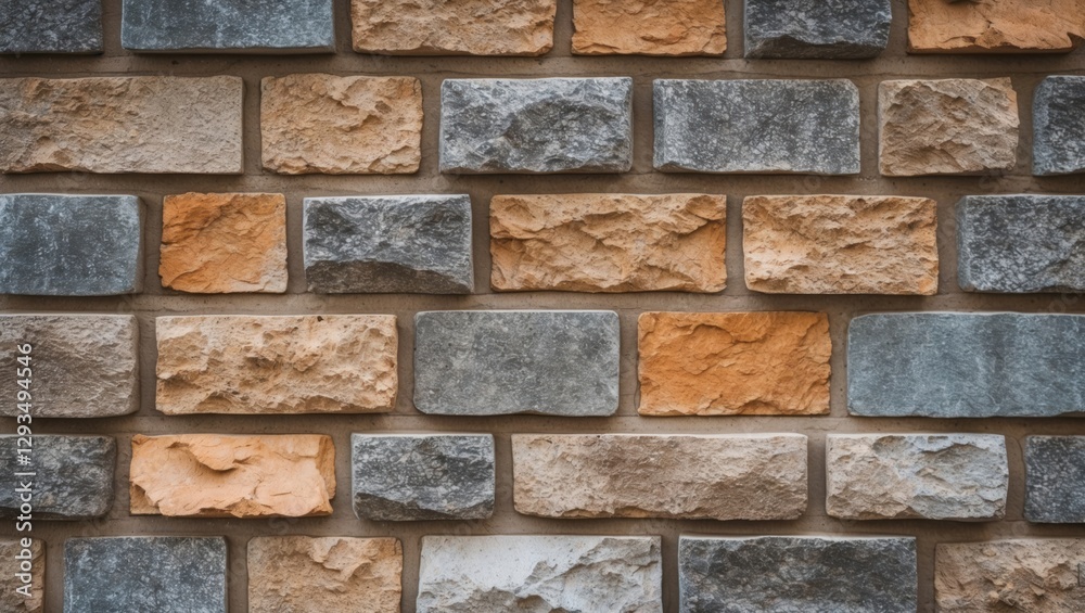 Naklejka premium Textured stone wall with varied colors and patterns suitable for backgrounds or architectural designs in interior and exterior settings.