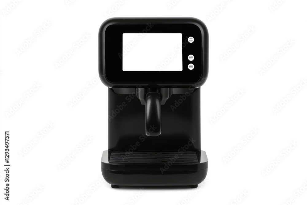 Sleek black device with screen and spout, designed for modern be Sleek black device with screen and spout, designed for modern be
