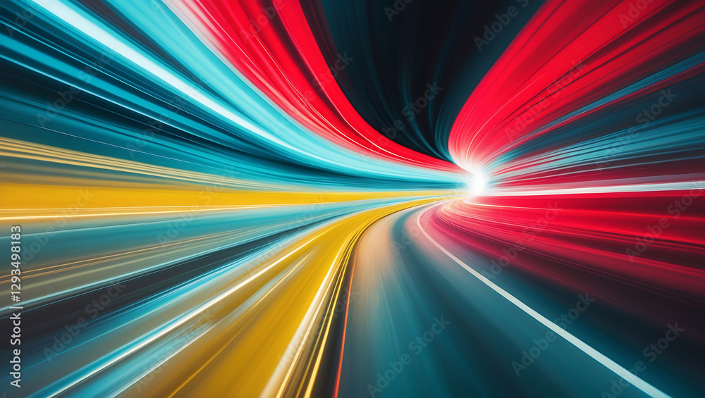 High-speed motion blur streaks in bold primary colors High-speed motion blur streaks in bold primary colors
