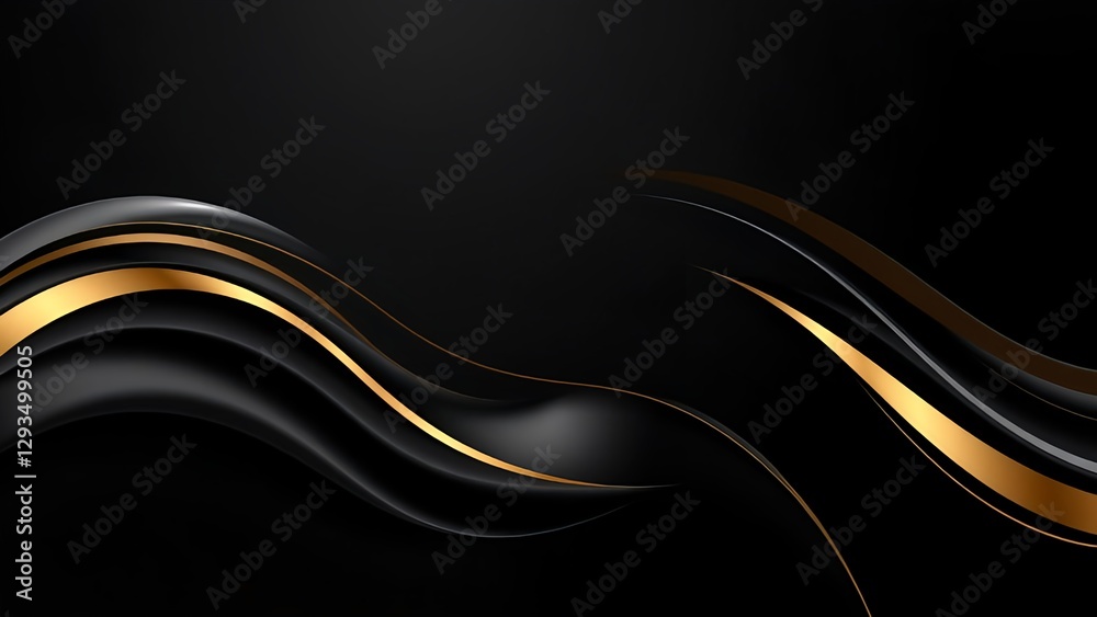 Elegant black background with flowing gold waves, creating a sophisticated and modern luxury design. Ideal for branding, presentations, and digital art.