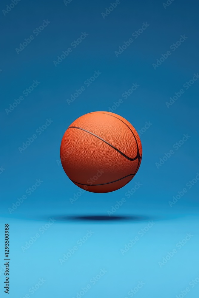 Floating basketball against vibrant blue backdrop showcases dyna Floating basketball against vibrant blue backdrop showcases dyna