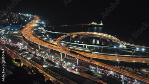 Aerial view of Mumbai's Coastal Road Project. Mumbai's iconic financial district with this stunning aerial cityscape view.