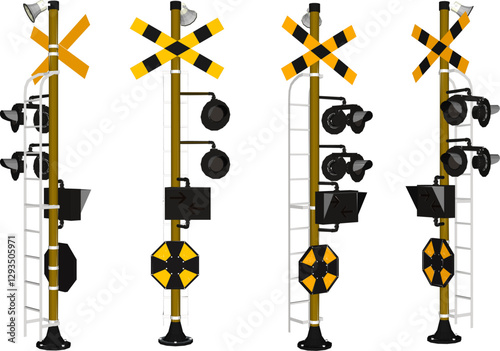 vector sketch illustration of railway stop warning sign design