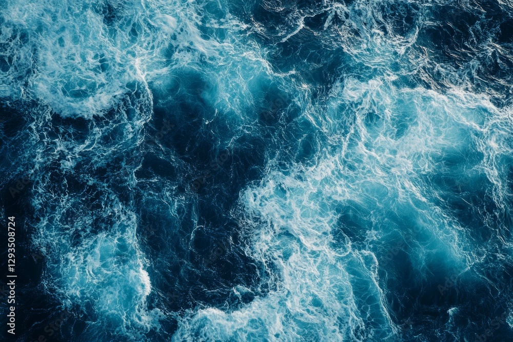 Aerial view of turbulent ocean waves in blue hues. Neural network AI generated Aerial view of turbulent ocean waves in blue hues. Neural network AI generated