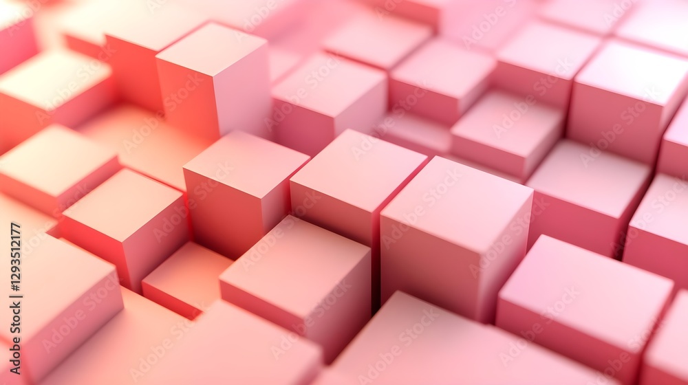 Abstract composition of pink cubes creating a vibrant, modern digital landscape Abstract composition of pink cubes creating a vibrant, modern digital landscape