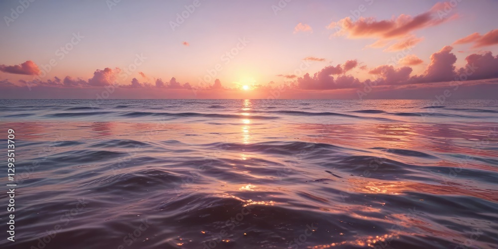 Obraz premium Vibrant orange and pink hues reflecting on calm ocean water, water, hues
