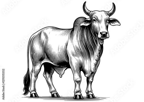 Vector Illustration of a Brahman Bull