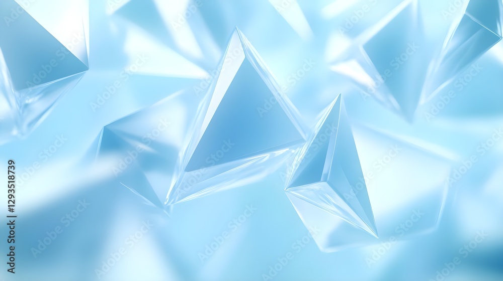 Translucent Blue Crystals Floating in Ethereal Space with Soft Light Translucent Blue Crystals Floating in Ethereal Space with Soft Light