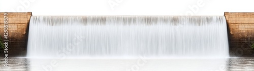 Tranquil Waterfall Cascade Over a Smooth Stone Weir Structure