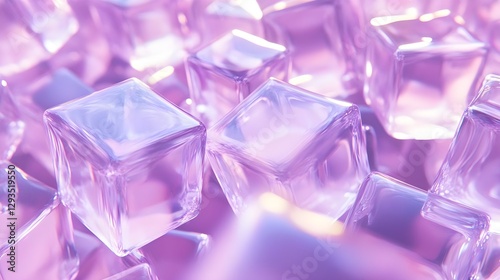 Close-up of Sparkling Purple Ice Cubes Against a Soft Focus Background