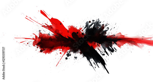 Fototapeta Naklejka Na Ścianę i Meble -  bright red and black paint color festival explosion burst isolated white background.