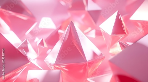 Abstract Pink Crystals in a Bright and Reflective Environment
