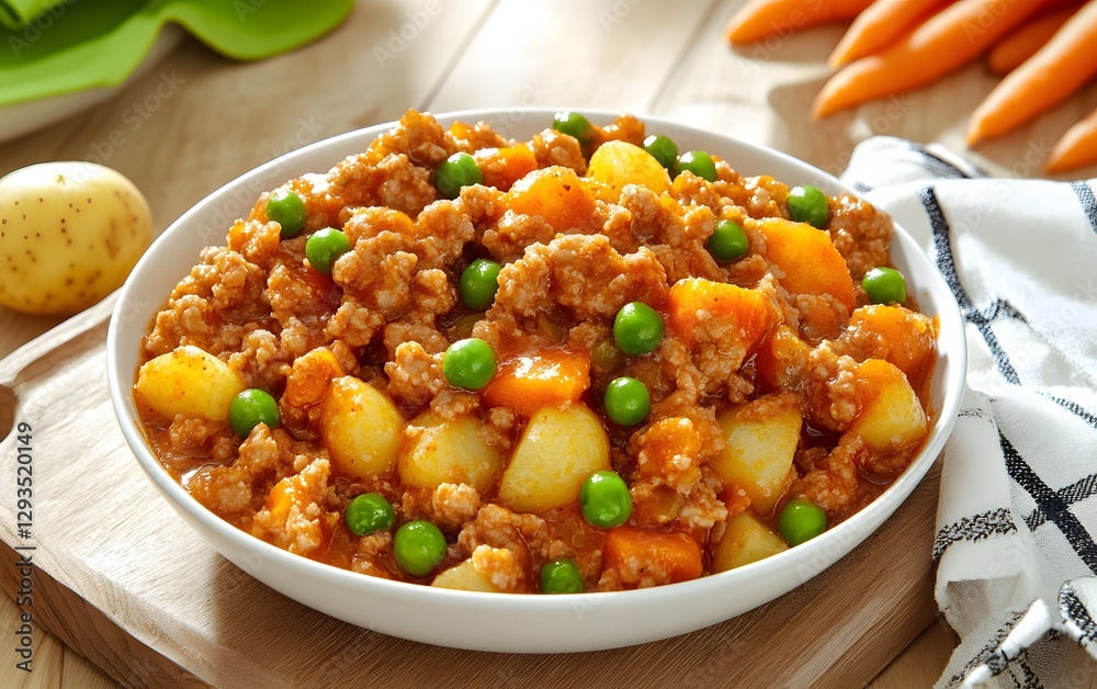 Delicious Ground Beef Stew with Potatoes and Peas