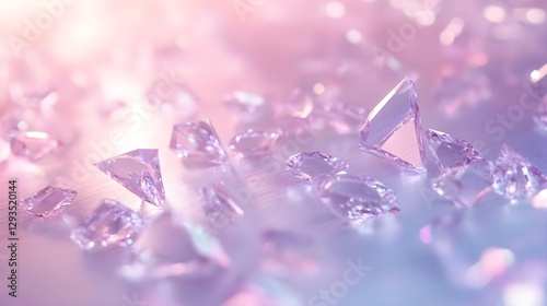 Colorful Light Refractions from Sparkling Crystals on a Soft Background