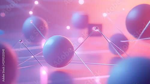 Abstract Spheres and Lines in Futuristic Glow: A Visual Exploration of Connectivity