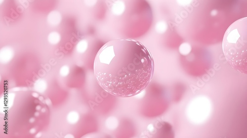 Floating Pink Bubbles on Soft Background Creating a Dreamy Atmosphere