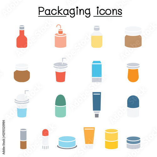 Packaging icon set in thin line style