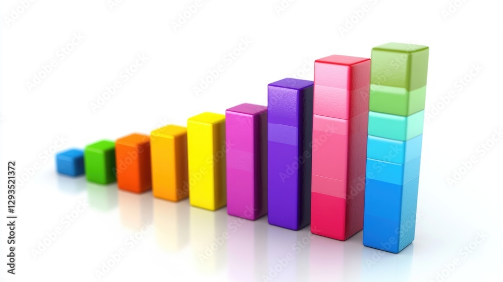 Colorful Ascending Bar Chart, Growth, Progress, and Success Visualization Colorful Ascending Bar Chart, Growth, Progress, and Success Visualization