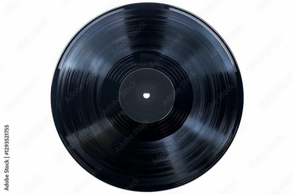 Obraz premium Black vinyl record on solid white background. Neural network AI generated