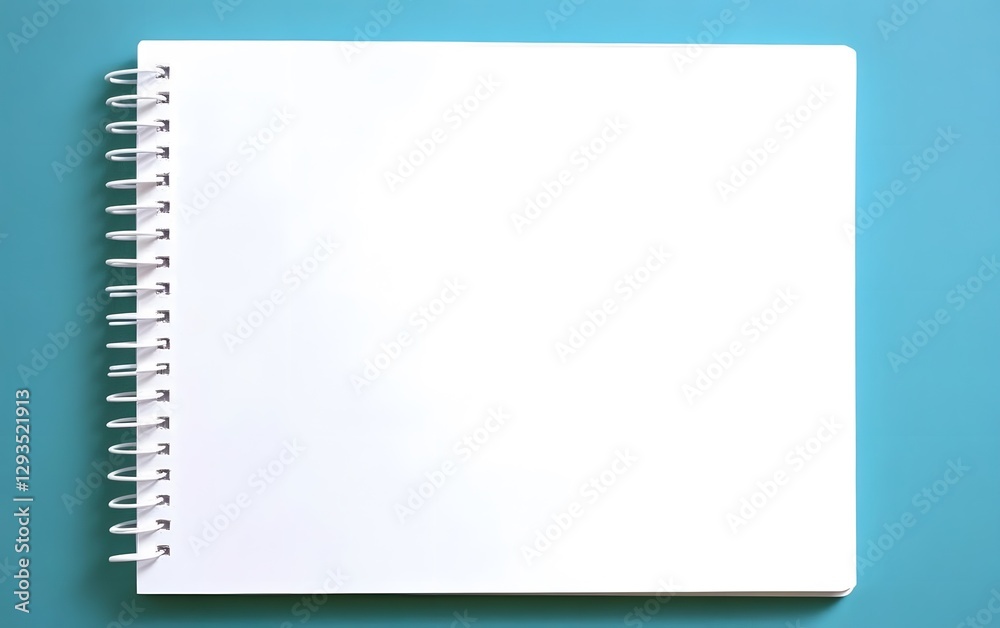 Blank Spiral Notebook on Teal Background Mockup