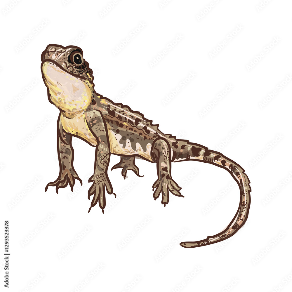 Naklejka premium Doodle Grassland Earless Dragon illustration