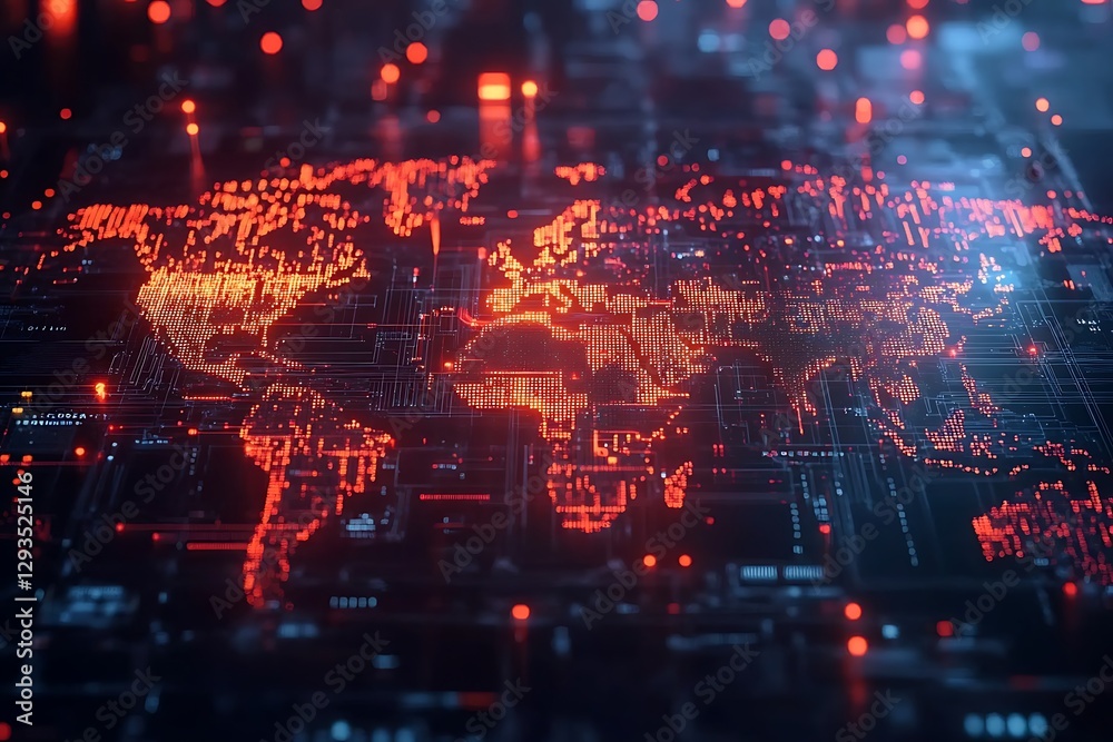 Fototapeta premium Global Network Digital Map Circuitry