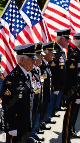 American veterans stand in formation at memorial day parade, honoring fallen soldiers, patriotic service
military, respect, remembering sacrifice, national holiday